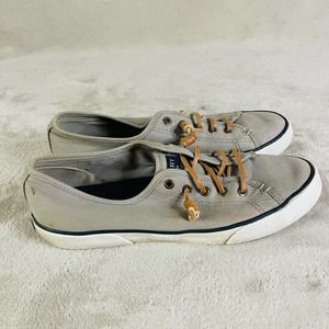 Sperry Shoes Women's‎ Size 9.5 Boat Shoes Full Lace Up Light Gray